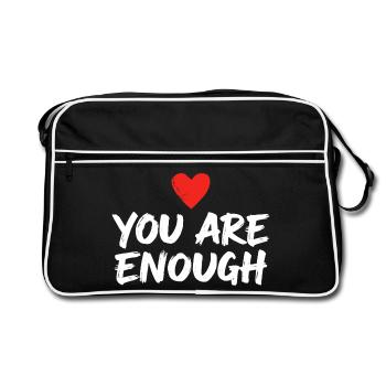 Tu es assez Affirmation du cœur Amour de soi - Sac Retro - noir/blanc - Devant