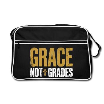 Grace Not Grades Christian Teacher Jesus Faith - Retro Bag - black/white - Front