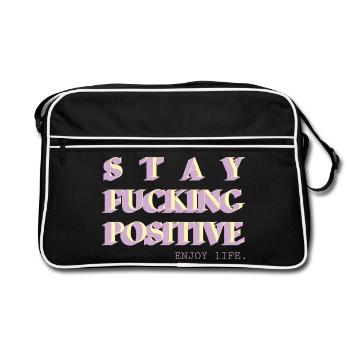 Reste positif, déclaration de faute de frappe - Sac Retro - noir/blanc - Devant