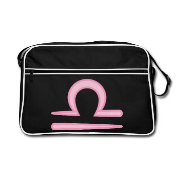 Libra Zodiac Sign Symbol Pastel Pink - Retro Bag - black/white - Front
