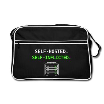 Self Hosted – Self Inflicted Homelab Design - Retro Bag - black/white - Front