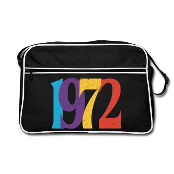 Geboren 1972 Geburtstagsgeschenk Geburtstag 72 - Retro Tasche - Schwarz/Weiß - Vorne