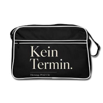 Kein Termin Typografie Shirt - Retro Tasche - Schwarz/Weiß - Vorne