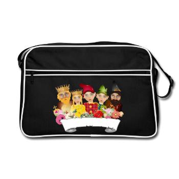 Five figures from the ensemble of the Punch and Judy Theatre - Retro Bag - black/white - Front