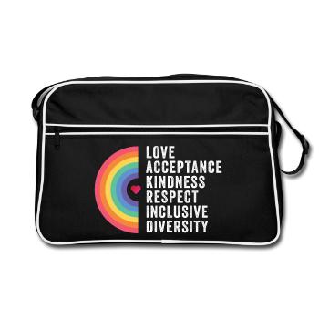 Mois de la fierté LGBT - Amour. Acceptation. Bonté. - Sac Retro - noir/blanc - Devant