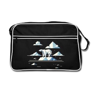 Geometrischer Eisbär auf Eisscholle–Arktische Ruhe - Retro Tasche - Schwarz/Weiß - Vorne