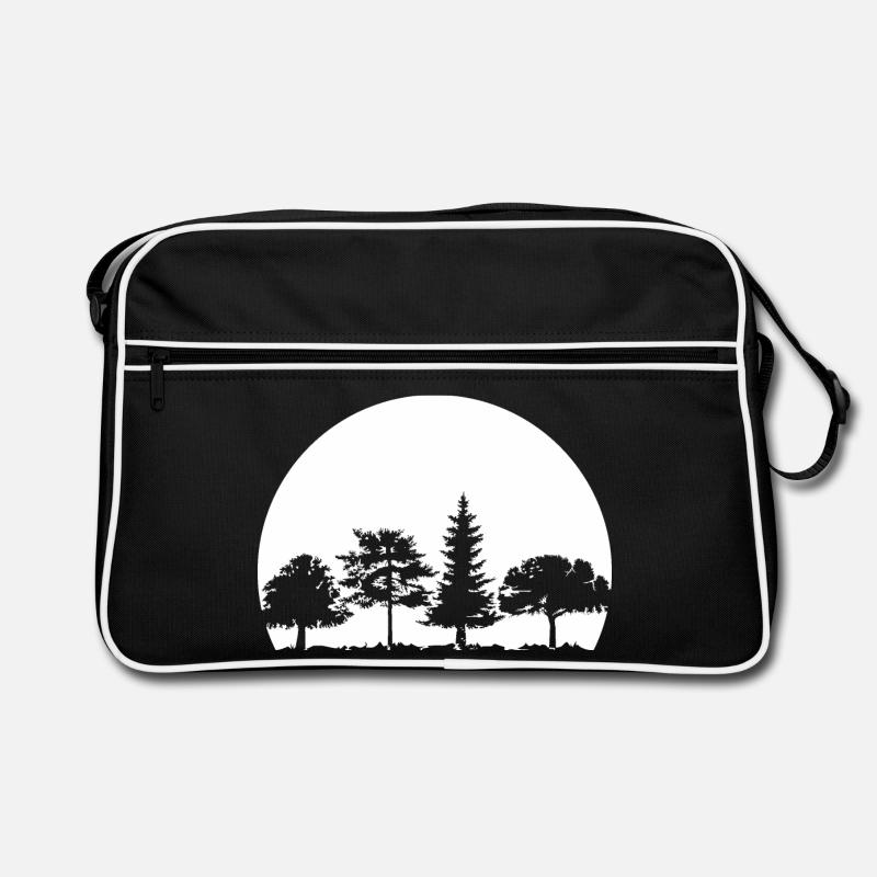 Forest, Moon, Mixed Forest, Nature, Oak, Beech, Birch, Spruce Retro Bag