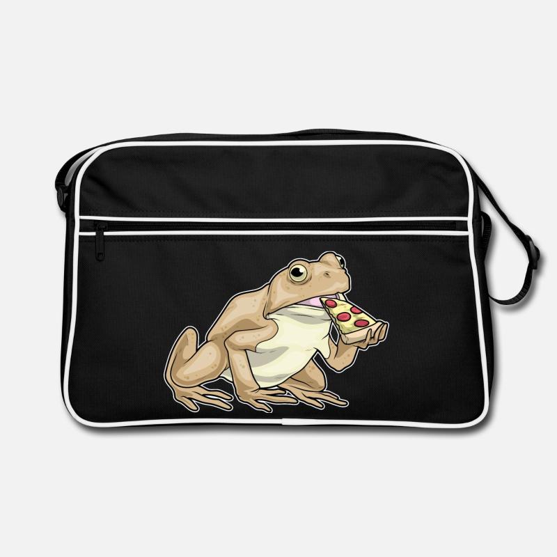 Frosch Pizza - Retro Tasche - Schwarz/Weiß