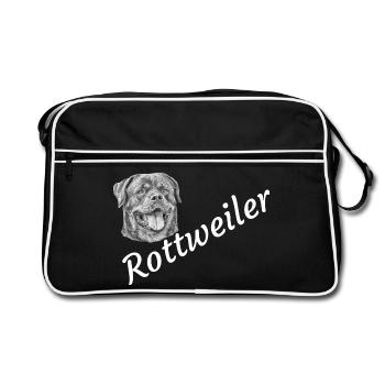 Rottweiler, dogs, dog head, guard dog, pedigree dog, - Retro Bag - black/white - Front