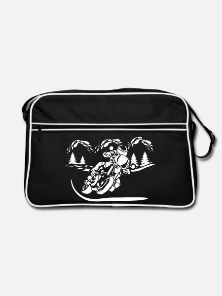 Silhouette de Moto Forêt - Sac Retro - noir/blanc - Devant