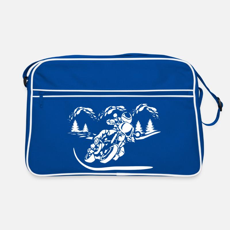 Motorrad Waldsilhouette Retro Tasche