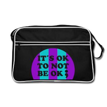 It ́s OK To Not Be OK ; Suicide Awareness Semicolon - Retro Bag - black/white - Front