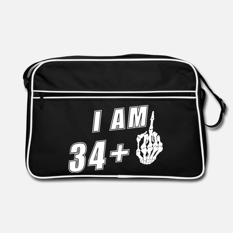 Ich bin 34 plus Mittelfinger - 35. Geburtstag Retro Tasche