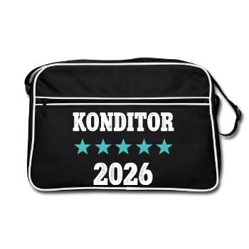 Maître apprenti Examen d’apprentissage Confiserie 2026 - Sac Retro - noir/blanc - Devant