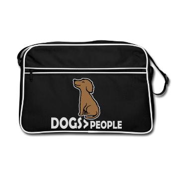 Chiens sur les gens, chien Drôle de proverbe antisocial - Sac Retro - noir/blanc - Devant