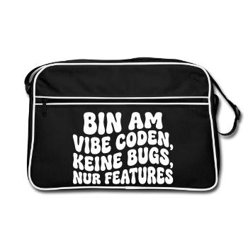 Bin am Vibe Coden Keine Bugs Nur Features - Retro Tasche - Schwarz/Weiß - Vorne