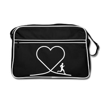 Heart Jogger - Running Jogging Love Design - Retro Bag - black/white - Front