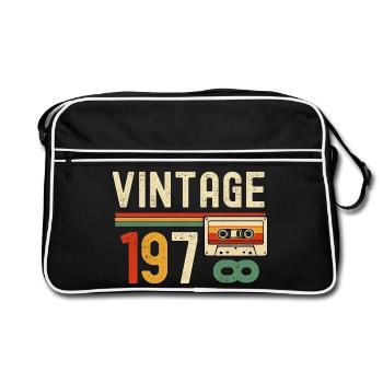 Vintage 1970s Cassette - Retro Bag - black/white - Front