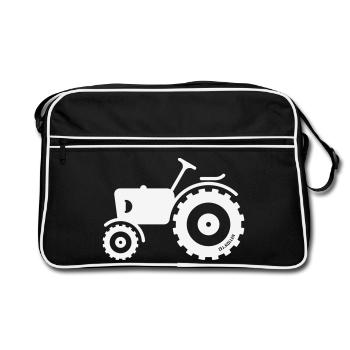 Trecker / Traktor / Schlepper / Zugmaschine (W) - Retro Tasche - Schwarz/Weiß - Vorne