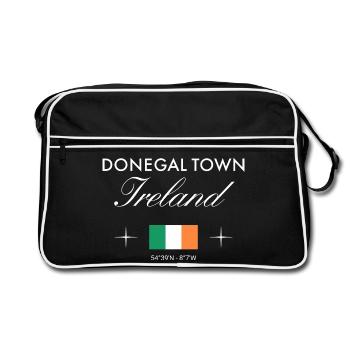 Donegal Town Irland Koordinaten Reise Souvenir - Retro Tasche - Schwarz/Weiß - Vorne