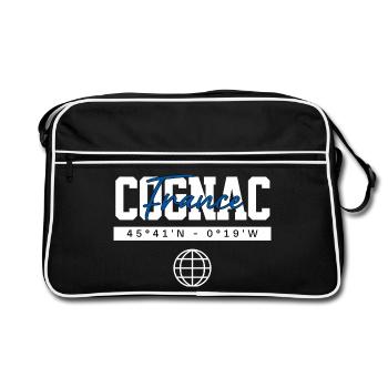 Cognac Frankreich Koordinaten Reise Souvenir - Retro Tasche - Schwarz/Weiß - Vorne
