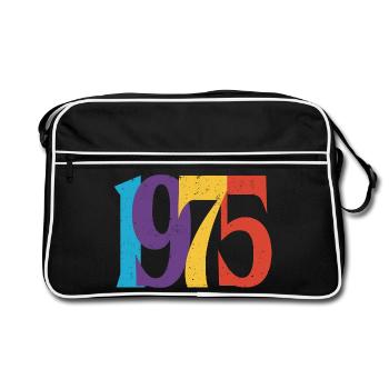 Geboren 1975 Geburtstagsgeschenk Geburtstag 75 - Retro Tasche - Schwarz/Weiß - Vorne