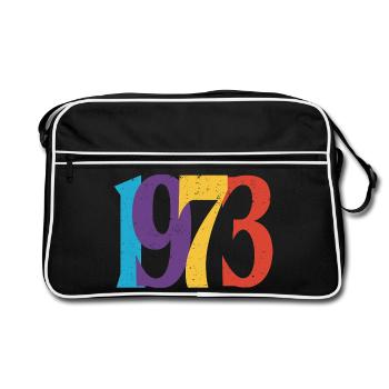 Geboren 1973 Geburtstagsgeschenk Geburtstag 73 - Retro Tasche - Schwarz/Weiß - Vorne