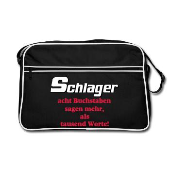 Schlager Party , Schlager Musik , Schlager Worte - Retro Tasche - Schwarz/Weiß - Vorne