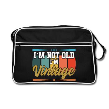 I'm not old textile gift idea - Retro Bag - black/white - Front