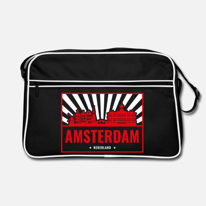 Amsterdam Skyline Red Silhouette Retro Bag