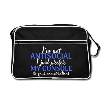 Console Lover Not Antisocial - Retro Bag - black/white - Front