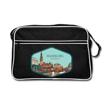 Hamburg, eine historische deutsche Stadt - Retro Tasche - Schwarz/Weiß - Vorne
