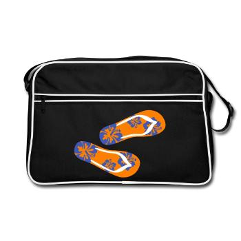 Slippers Hawaii Flip Flops Holiday Summer Flower Fun - Retro Bag - black/white - Front