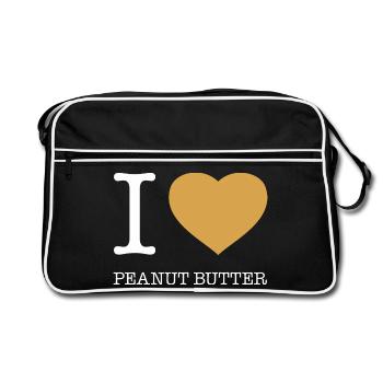 I LOVE PEANUT BUTTER - Retro Tasche - Schwarz/Weiß - Vorne
