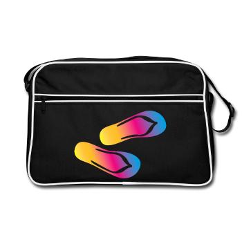 Slippers Flip Flops Holiday Beach Camping Colours - Retro Bag - black/white - Front