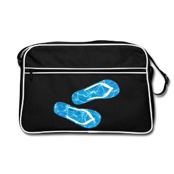 Slippers Pool Flip Flops Camping Water Holidays Fun - Retro Bag - black/white - Front