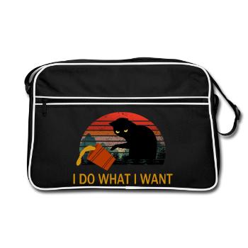 Je fais ce que je veux T-shirt chat noir - Sac Retro - noir/blanc - Devant