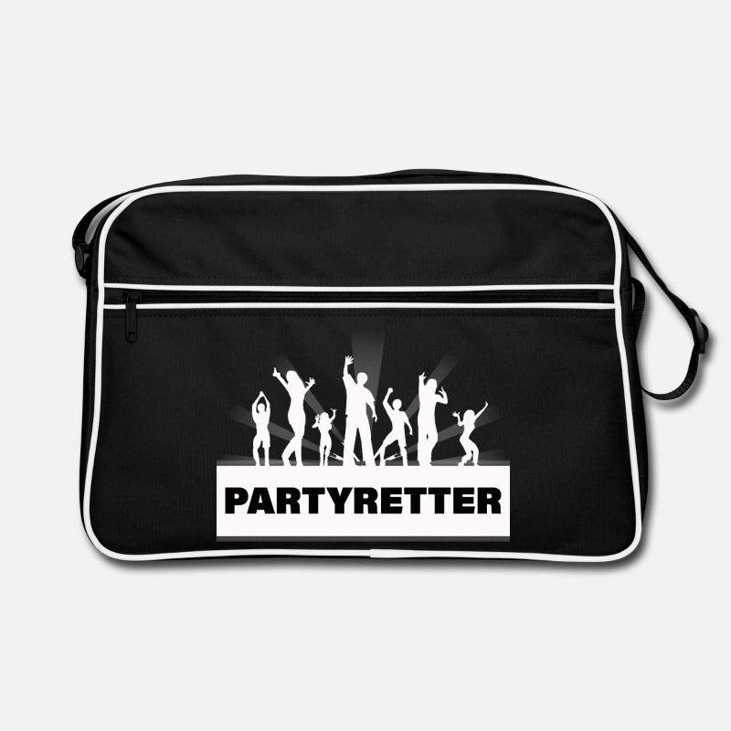 PARTYRETTER - Retro Tasche - Schwarz/Weiß