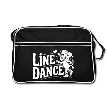 Line Dance Katze Silhouette - Retro Tasche - Schwarz/Weiß - Vorne