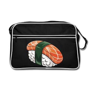Nigiri Sushi with Green Ribbon - Retro Bag - black/white - Front