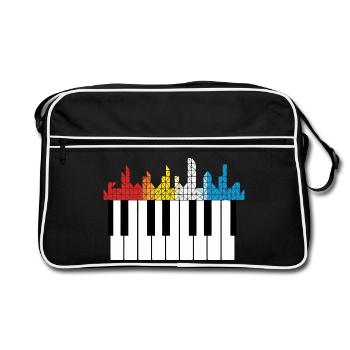 Klaviertasten Farbexplosion Musik - Retro Tasche - Schwarz/Weiß - Vorne