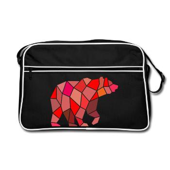 Geometric Bear in Mosaic - Retro Bag - black/white - Front