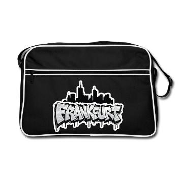 Frankfurt Skyline Graffiti - Retro Tasche - Schwarz/Weiß - Vorne