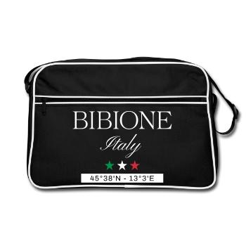 Bibione Italien Souvenir – Reise minimalistisch - Retro Tasche - Schwarz/Weiß - Vorne