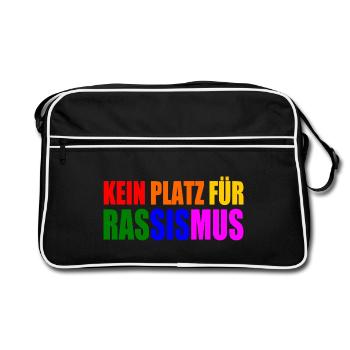 kein platz für rassismus - Retro Tasche - Schwarz/Weiß - Vorne