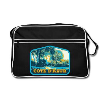 Vue illustrée de la Côte d'Azur, France - Sac Retro - noir/blanc - Devant