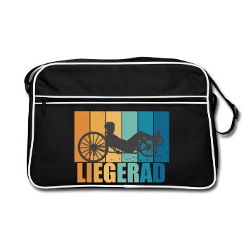 Liegerad Vintage Retro Radsport Bike Geschenk - Retro Tasche - Schwarz/Weiß - Vorne