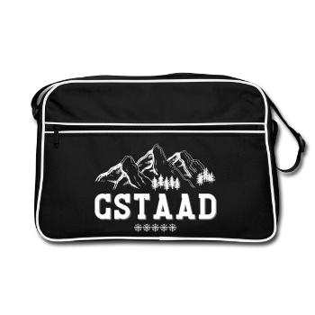 Gstaad, station de ski, sports d'hiver - Sac Retro - noir/blanc - Devant