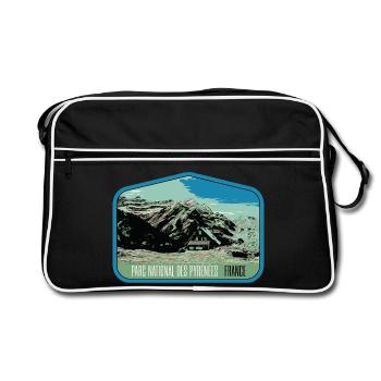 Écusson Paysage Pyrénées : Nature Authentique - Sac Retro - noir/blanc - Devant