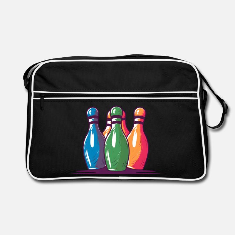 Bowling Pins Comic Stil Retro Tasche